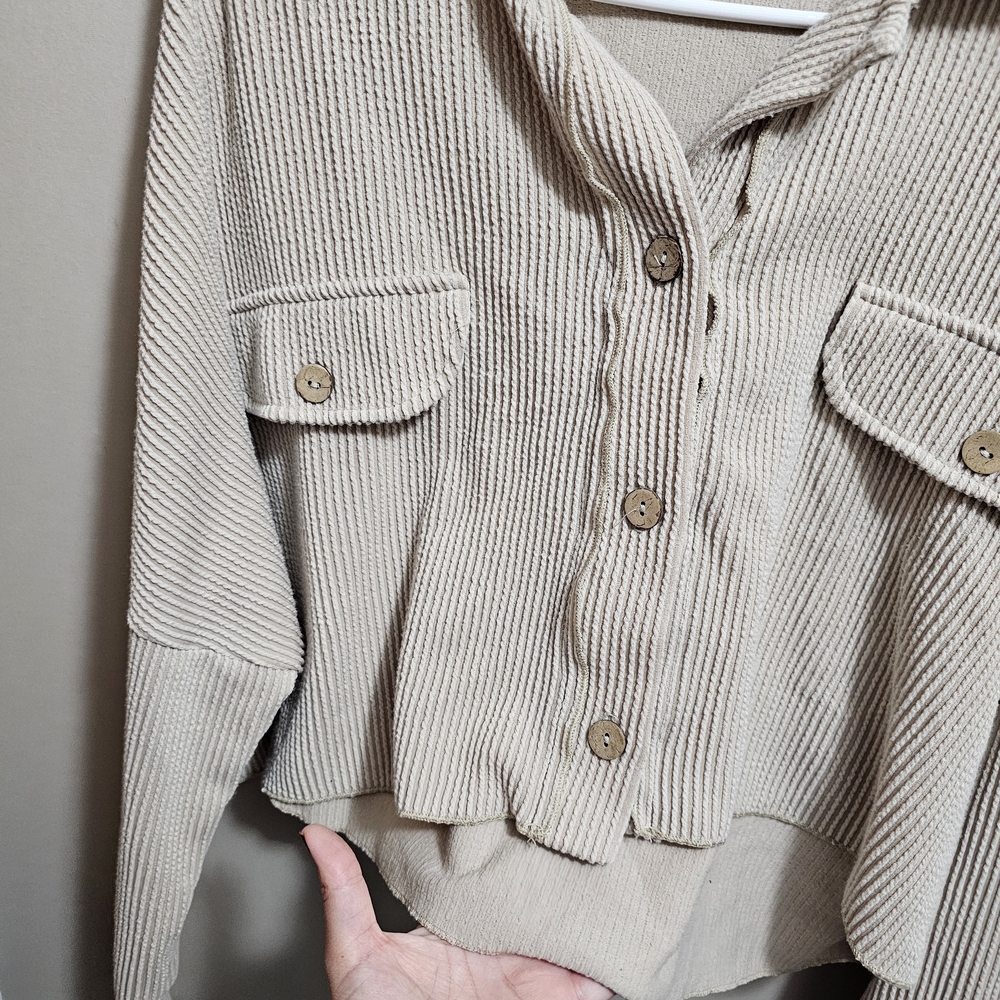 Altar'd State Cream Ribbed Knit Cardigan - Picture 2 of 6